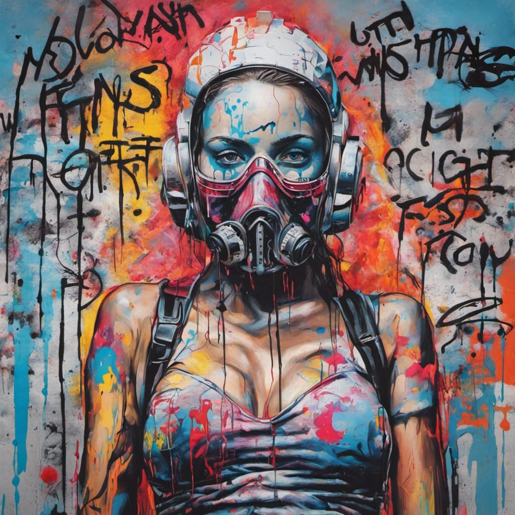 Cyborg Activists Protest for Women's Rights in Graffiti Art