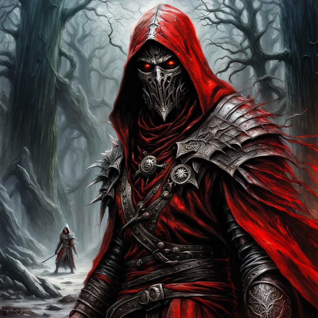 Red Hooded Executioner in Dark Fantasy Style