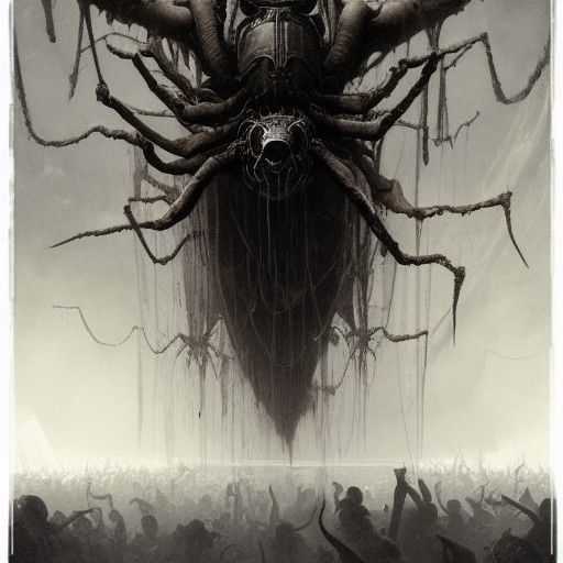 Horror Spider Illustration in Doré Style