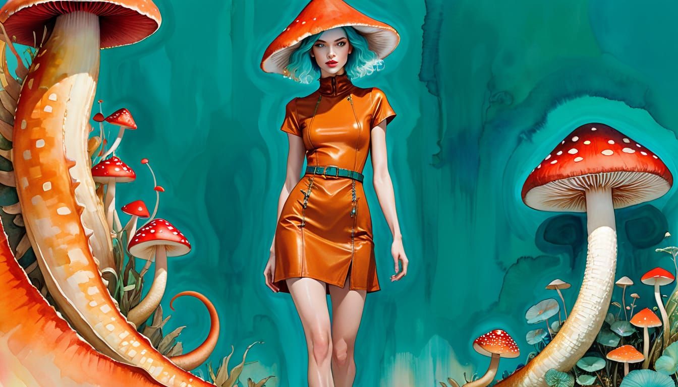 Ethereal Reptilian Goddess in Dystopian Fashion Sketch