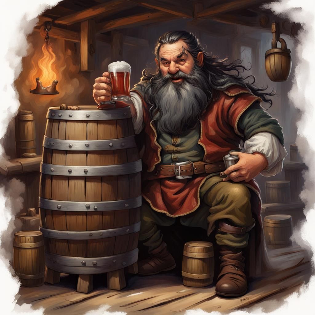 Fantasy Dwarf Cheers with Ale Tankard