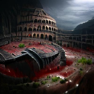 Dark Bloody Colosseum: Detailed Matte Painting
