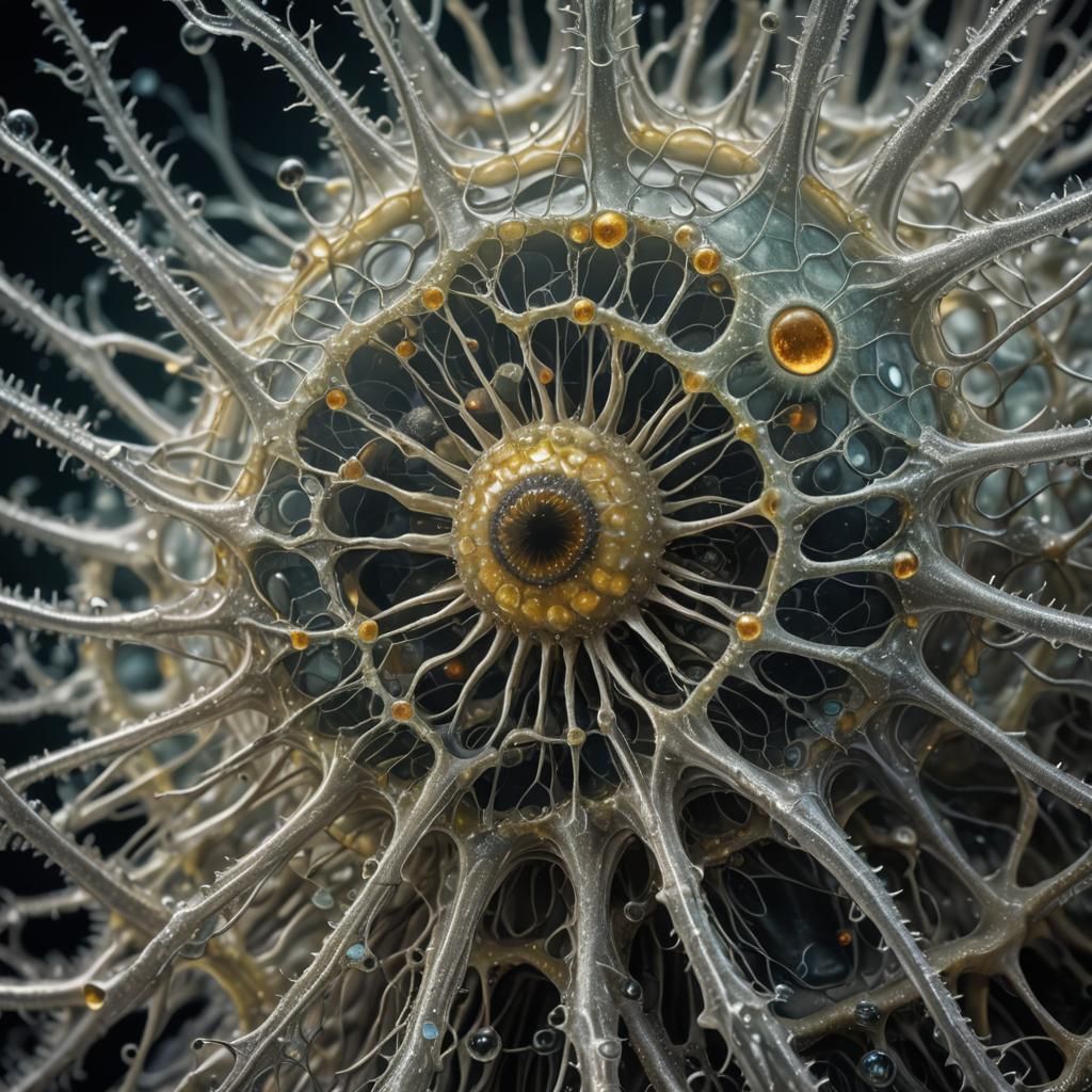 Microscopic Radiolarian and COVID-19 Virus Macro Photo