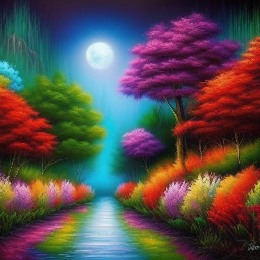 Fantasy Flowers in Mixed Media Style