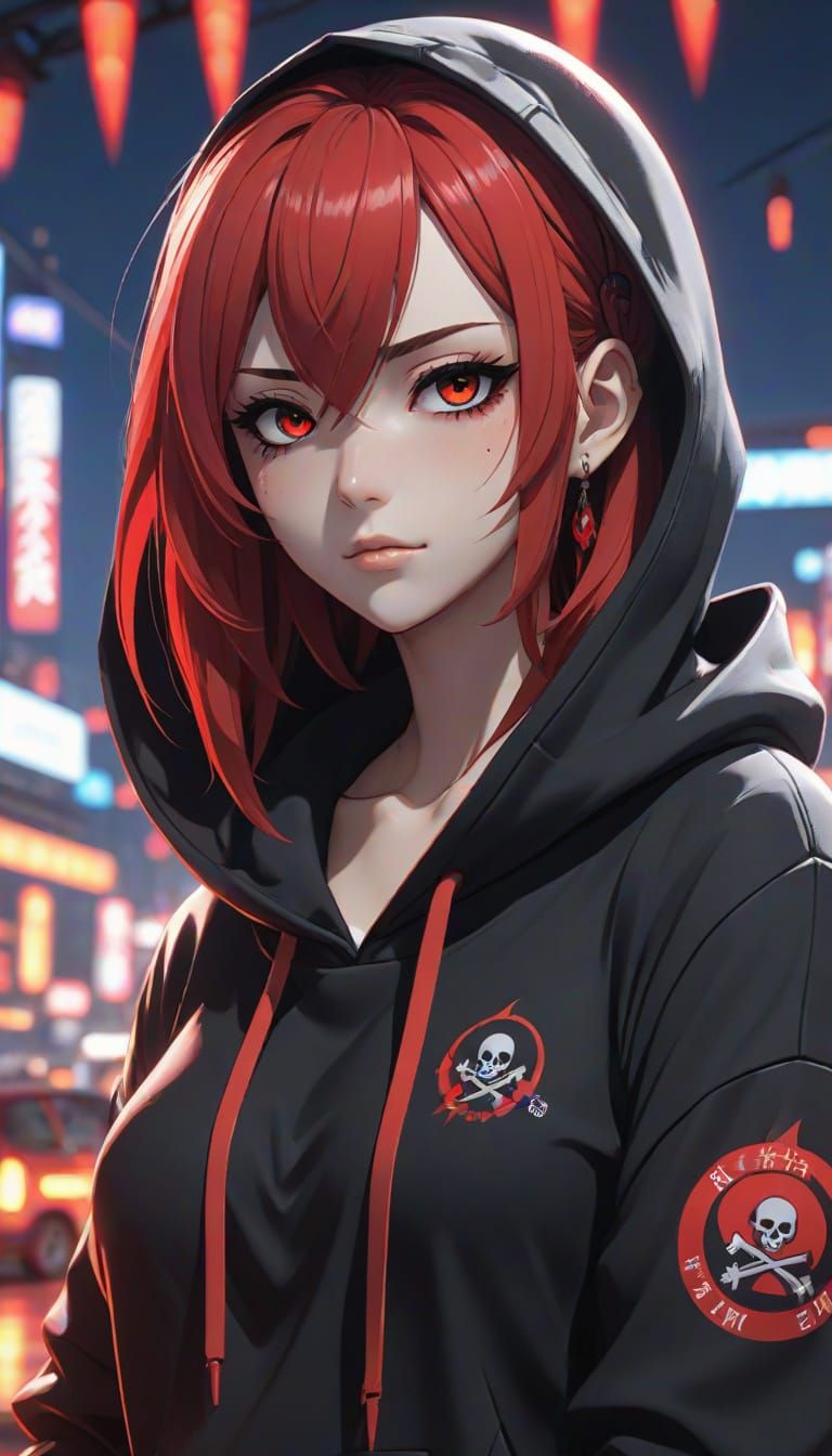 Anime Woman DJ with Reaper Hoodie on Stage