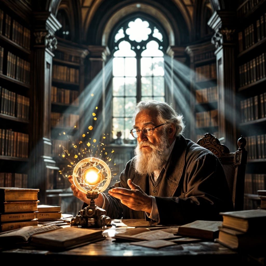 Wise Professor Discovers Artifact in Dusty Library