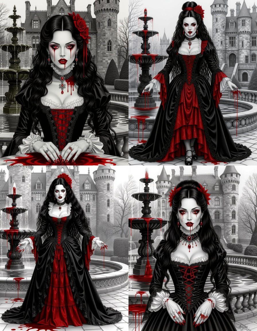 Hyperdetailed Vampire Countess in Dark Fantasy Style