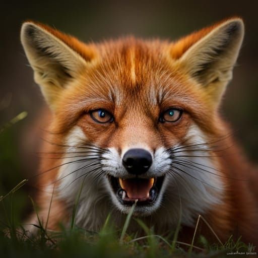 Rabid Fox in Sunlight: Minimalist Wildlife Portrait