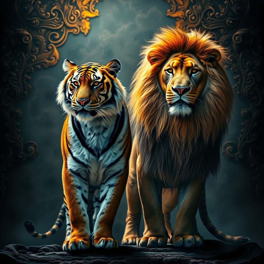 Majestic Tiger and Lion Unite in Cinematic HDR
