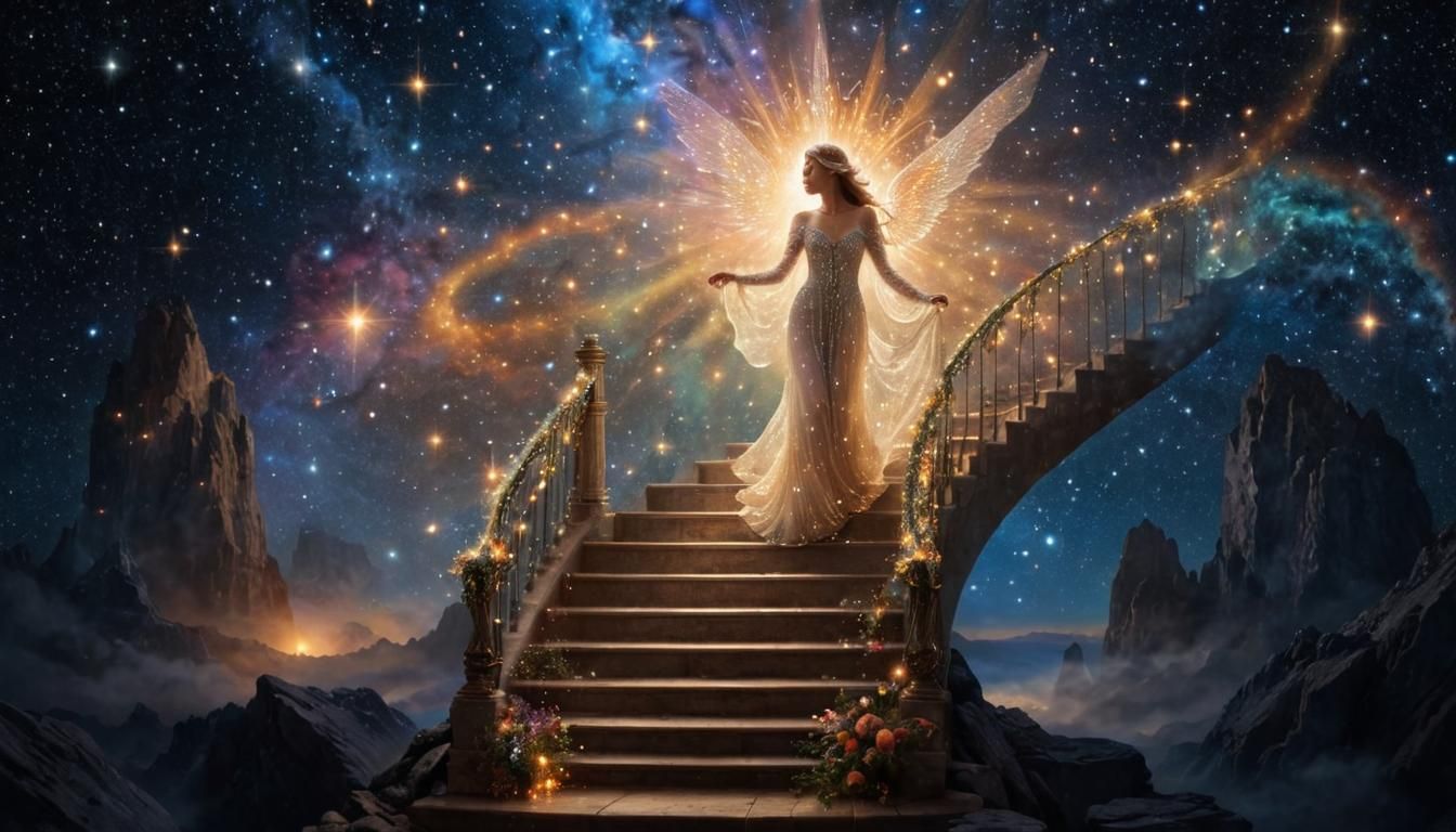 Angelic Woman Descending on Earth: Dreamcore Art