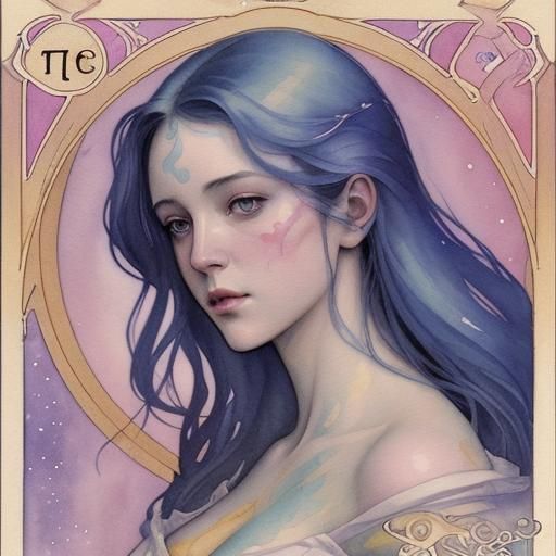 Art Nouveau Tarot Card Watercolor