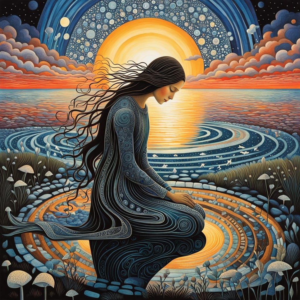 Ethereal Surrealism: Whirling Spirit in Lush Patterns and My...