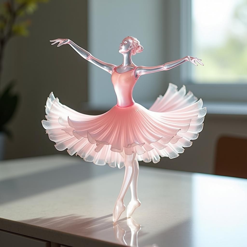 Pink Glass Ballerina Sculpture in Surrealist Style