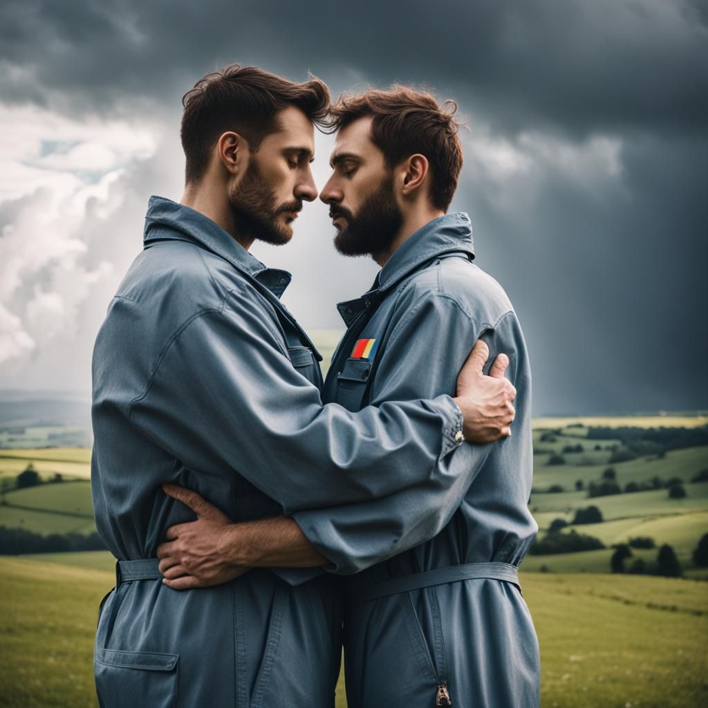 Galactic Lovers Embrace Under Yorkshire Clouds