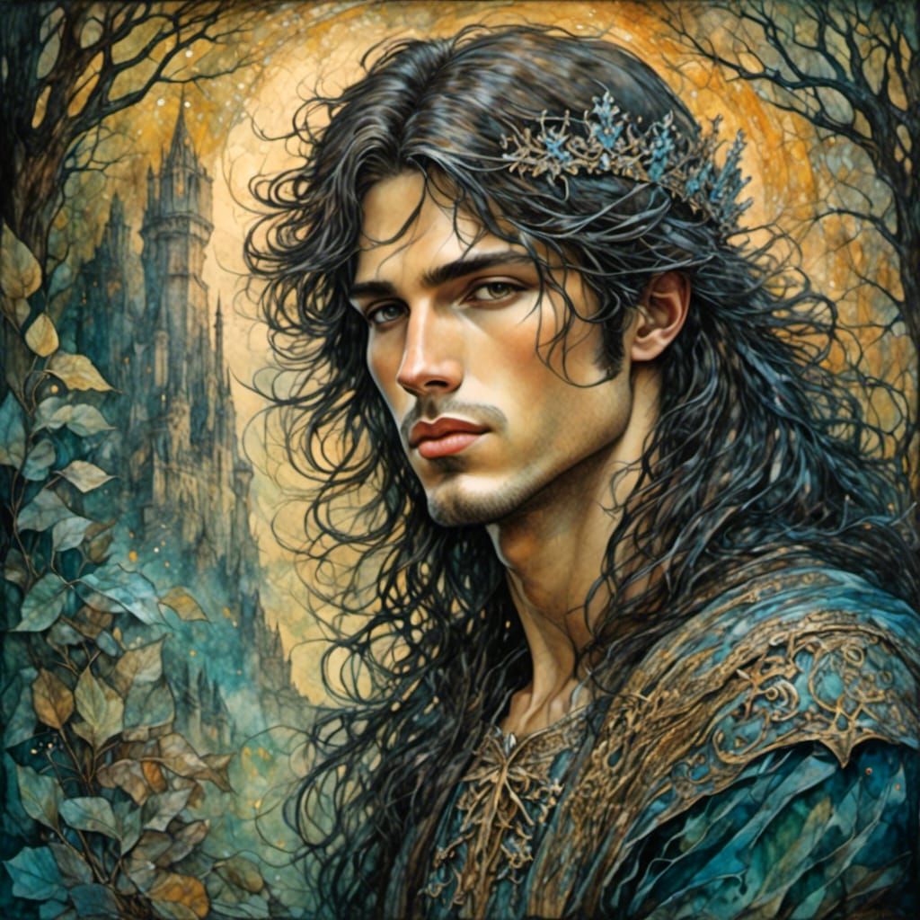 Prince Charming in Mixed Media Art Style