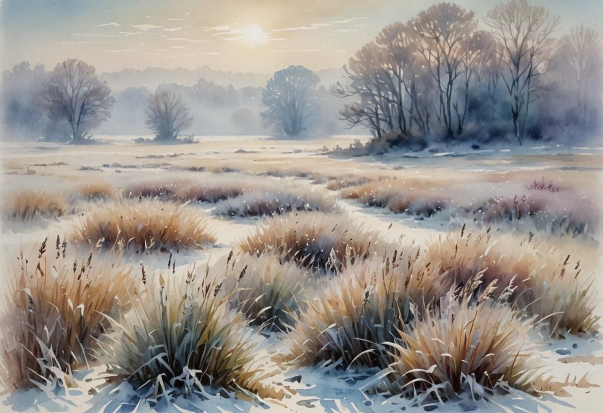Foggy Morning: Impressionistic Watercolor Landscape