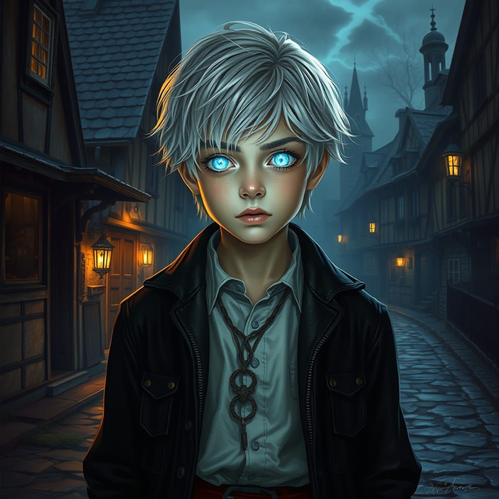 Ethereal Youth in a Haunted Village, Radiating Psychic Power