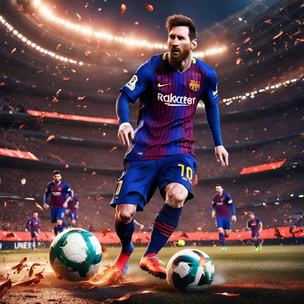 Detailed Matte Painting of Lionel Messi
