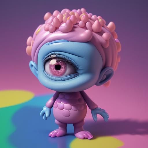 Candy Bobble-Head Monster Portrait in Pixar Style