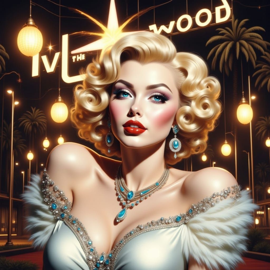 Glamorous Hollywood Cat in Vintage Style