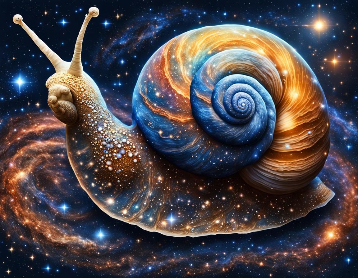 Cosmic Snail with Galaxy Shell