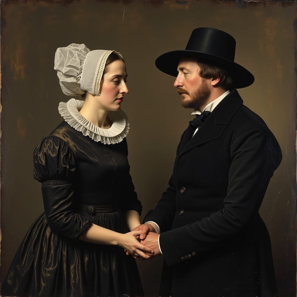 Dutch Couple Portrait with Chiaroscuro Lighting