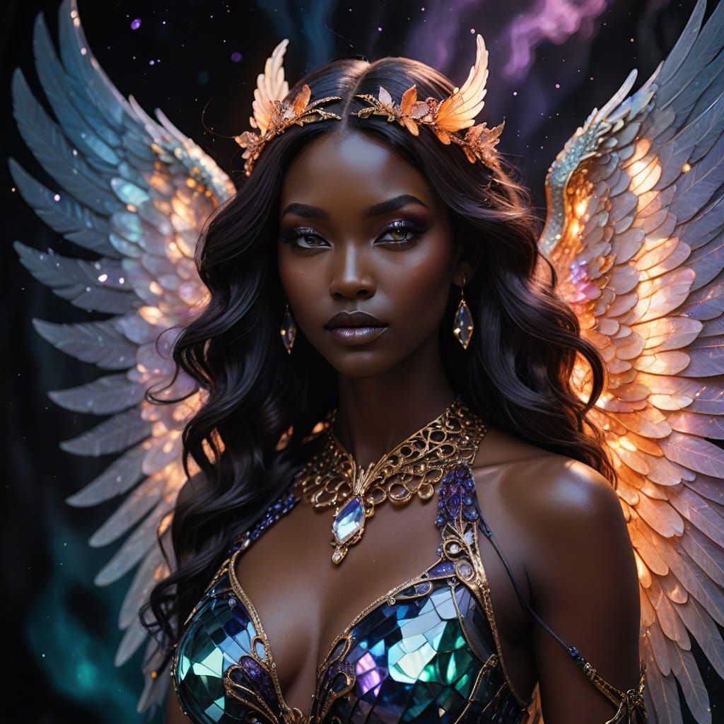 Romantic Digital Painting of a Crimson-Winged Seraphim