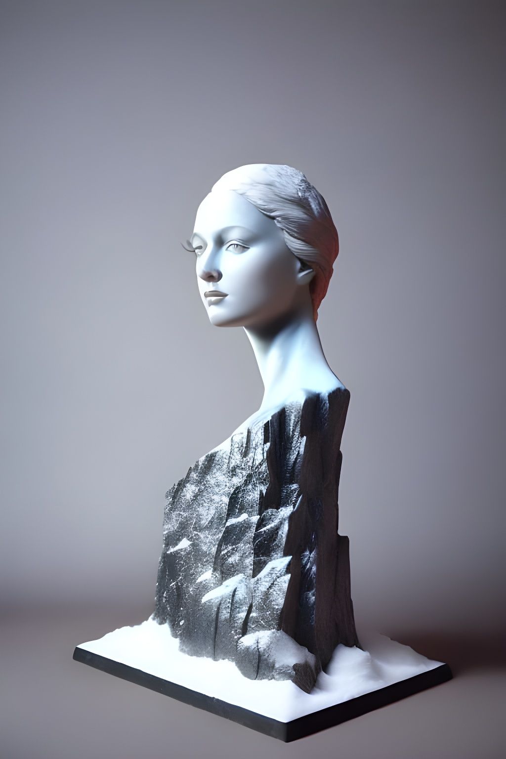 Granite Snow Fairy Castle: Hyperdetailed Sculpture