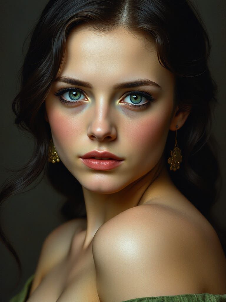 Ethereal Beauty in Emerald Eyes