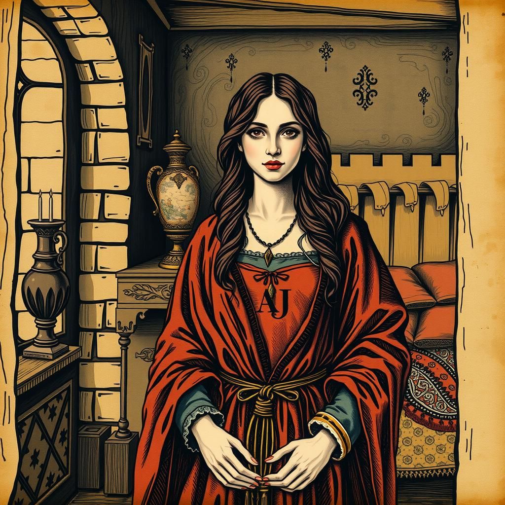 Medieval Bedroom Scene in Renaissance Style