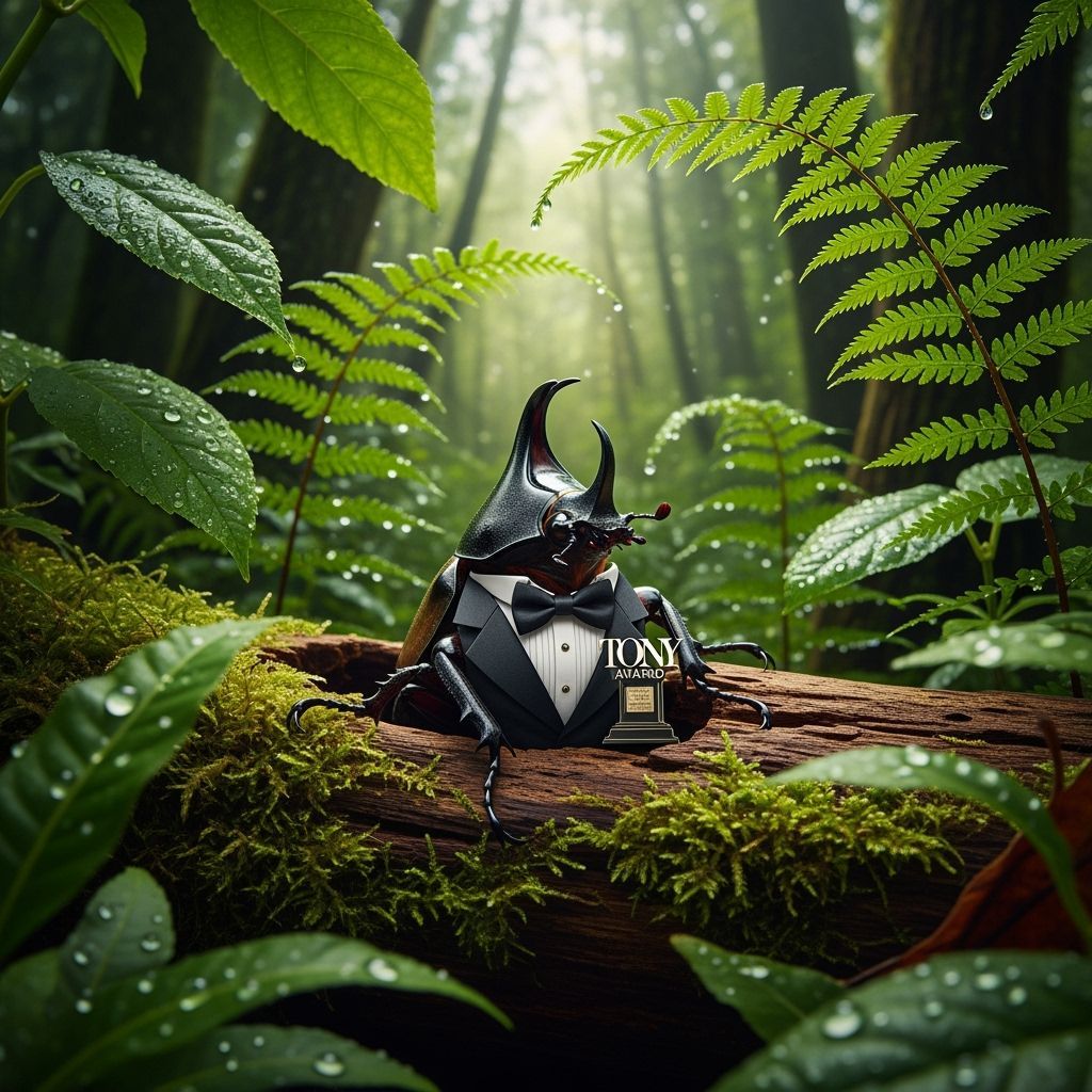 Beetle in Tuxedo in Lush Forest