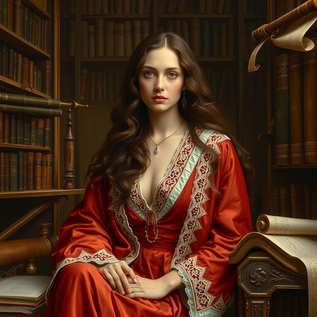 Renaissance Woman Philosopher in Her Study