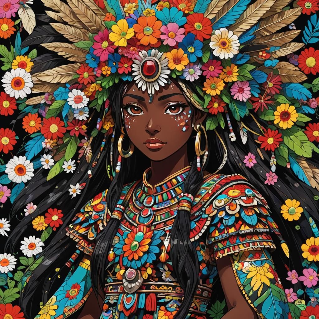 Aztec Girl in Anime Manga Splash Art