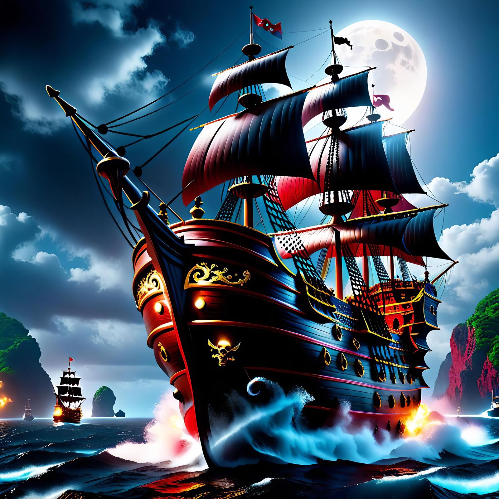 Hyperdetailed Pirate Ship Battle in 4K Resolution