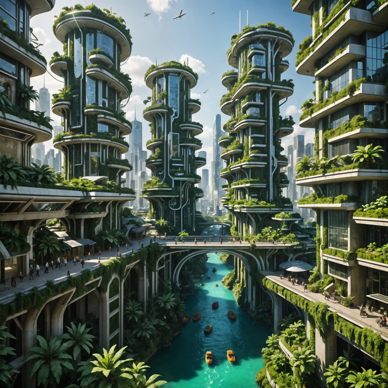 Eco-Friendly Futuristic City Blends Nature and Technology