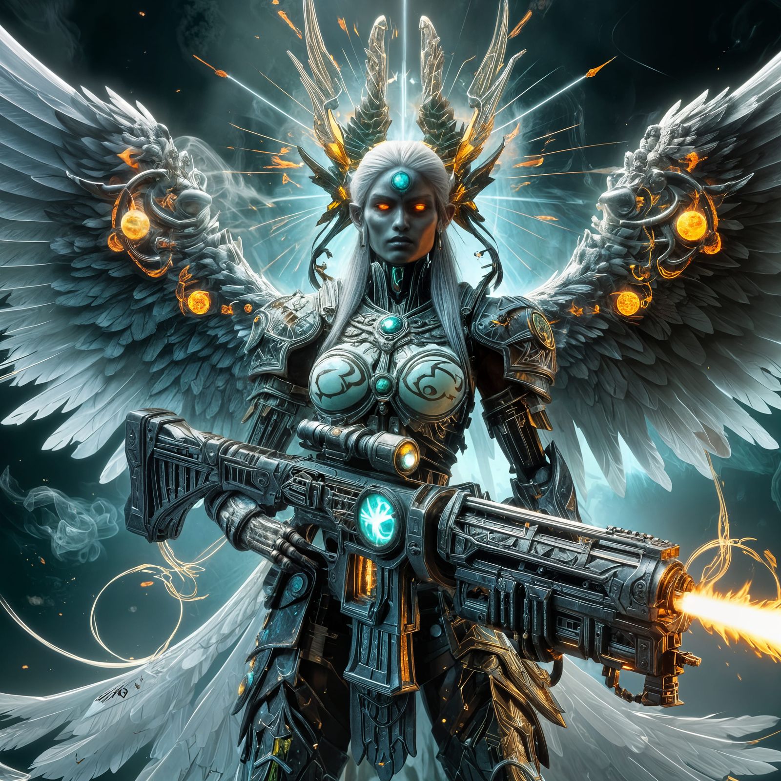 Heavenly Angel Barbarian Queen with Rune-Carved Launcher
