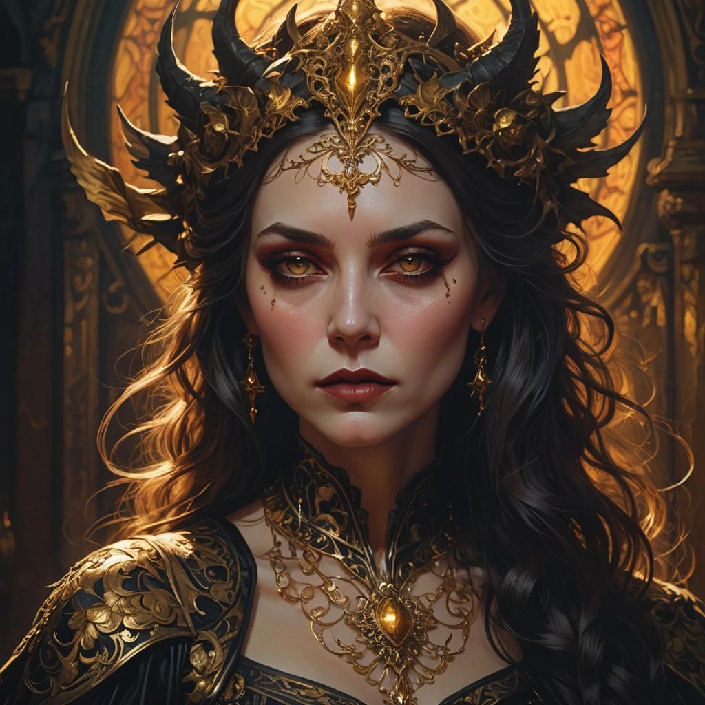 Duchess of Darkness Portrait in Art Nouveau Style