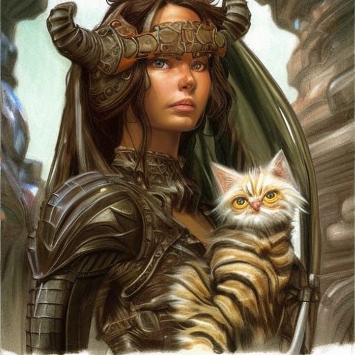 Spider-Knight and Kitten: Fantasy Digital Painting