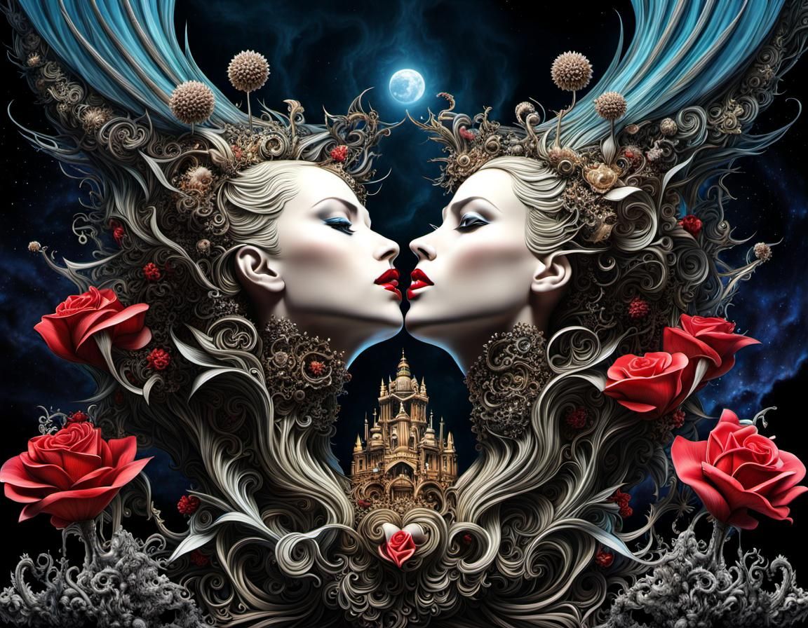 Surreal Lovers in Exploding Fractal Landscape