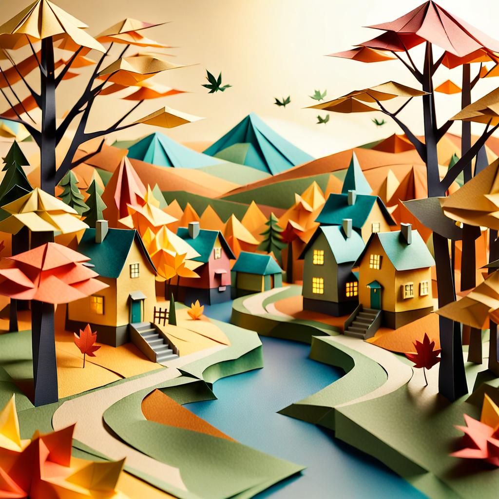 Quaint Village in Vibrant Fall Colors