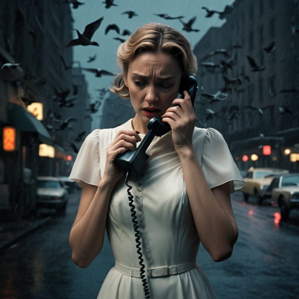 Film Noir Image: Woman and Birds