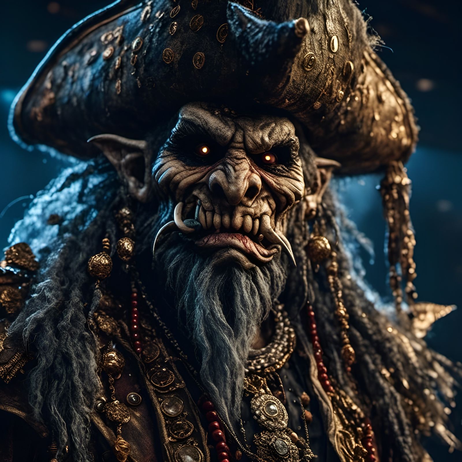 Photorealistic Voodoo Pirate Troll Portrait