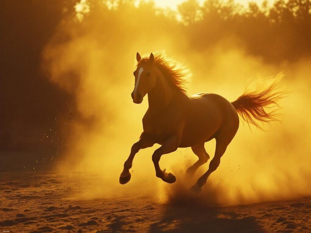 Horse Running Free in Film Noir Style