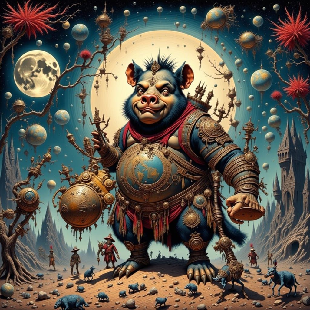 Abstract Portrait with Textured Brushstrokes