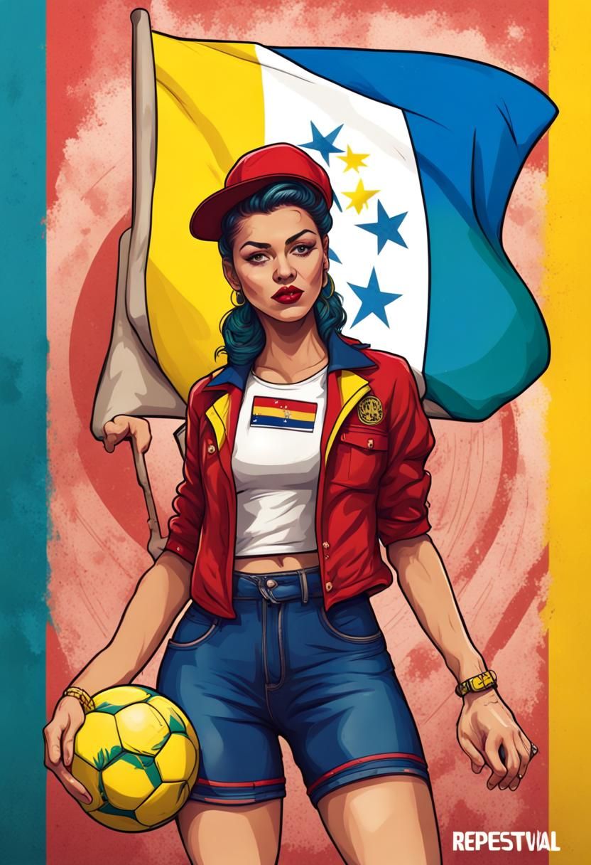 Venezuelan Tomboy Pin-Up with Soccer Theme