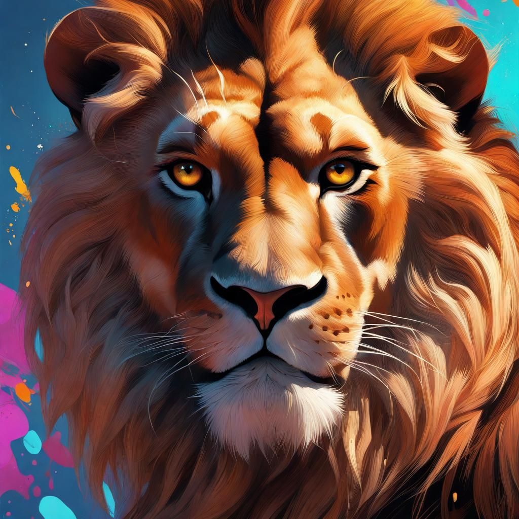 Hyperrealistic Leo Portrait in Splash Art Style