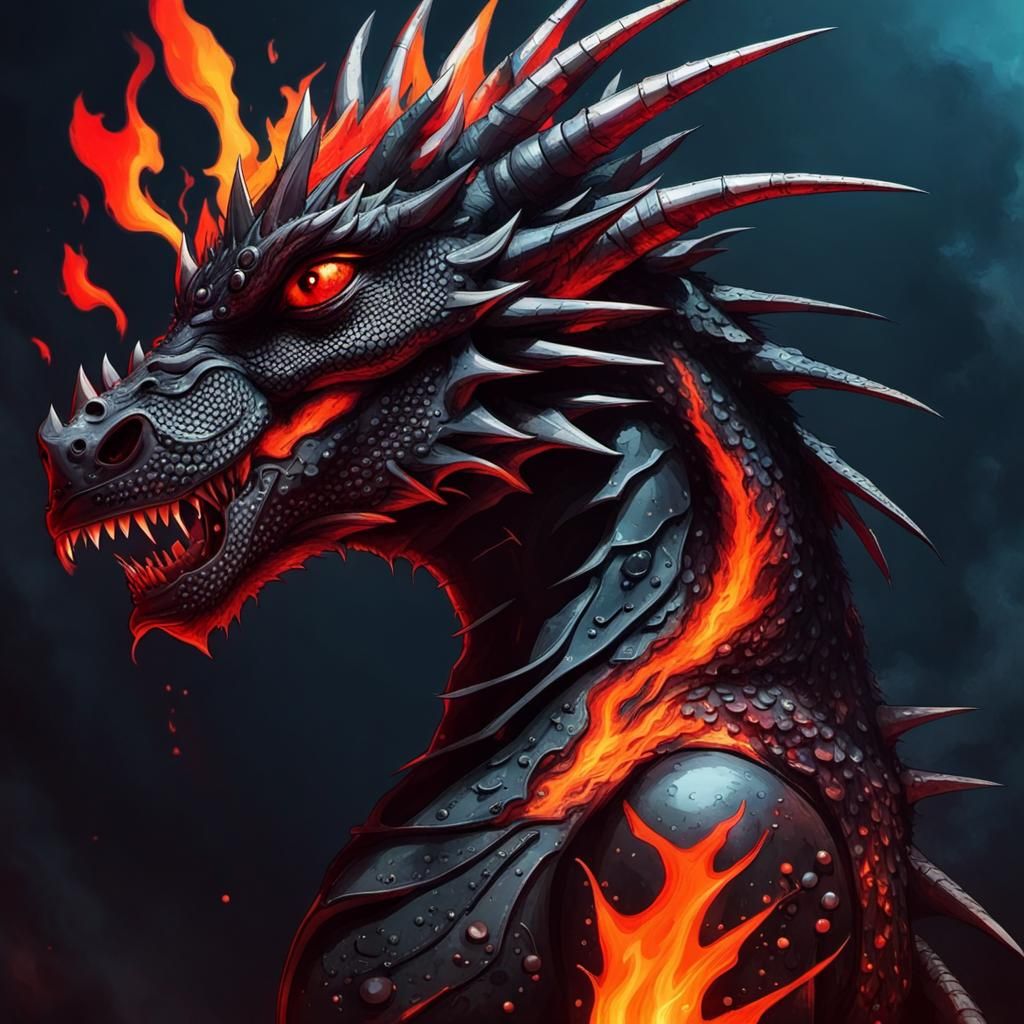 Dragonpunk on Fire: A Cyberpunk Dragon