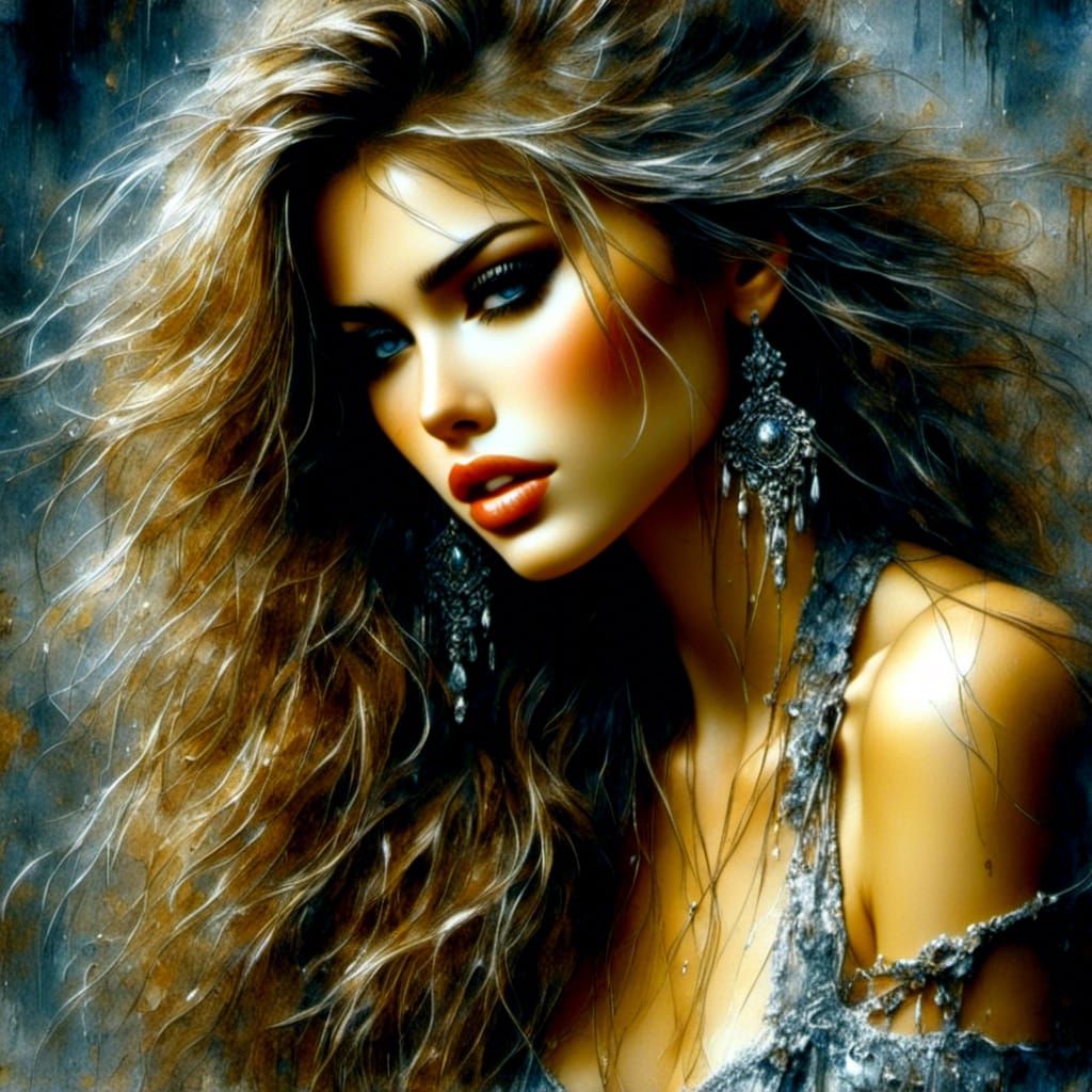 Beautiful Woman in Impasto Oil Painting