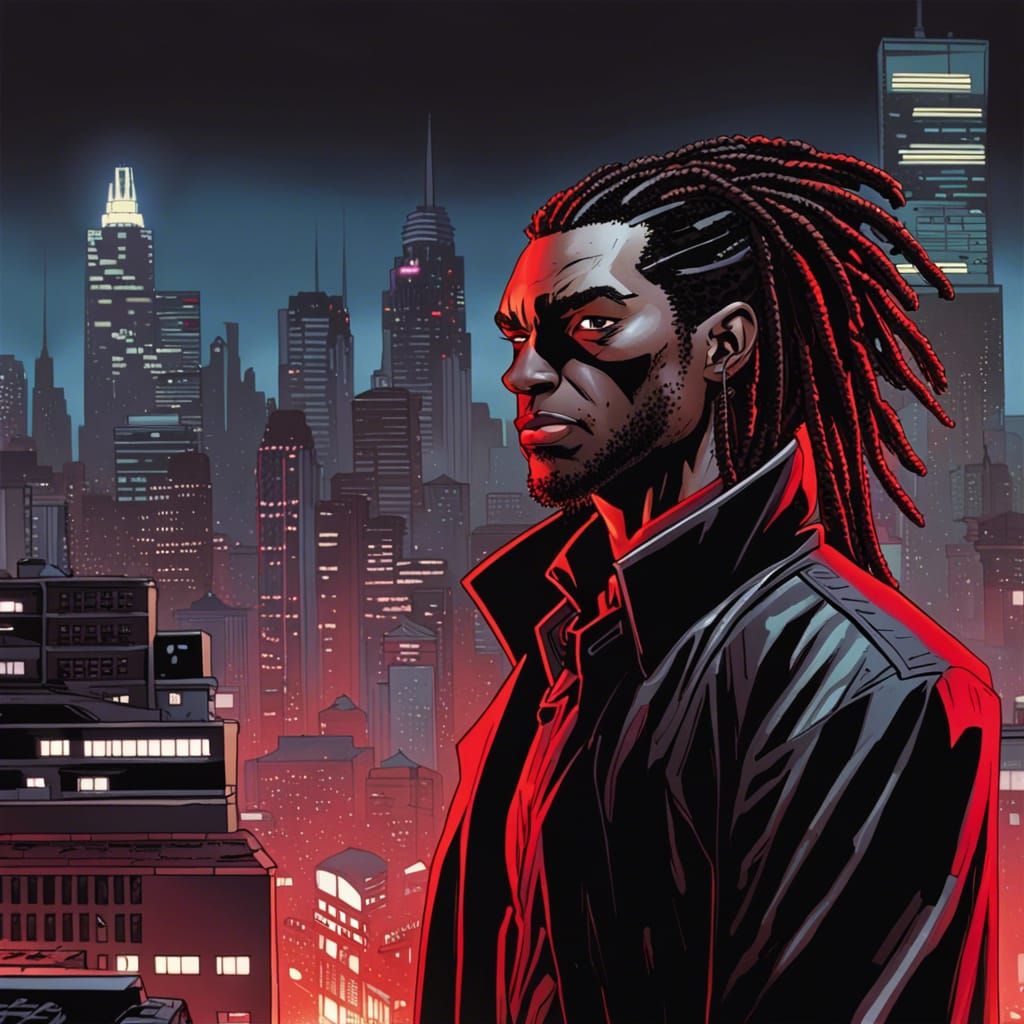 Cyberpunk Detective in Neo-Noir Comic Art Style