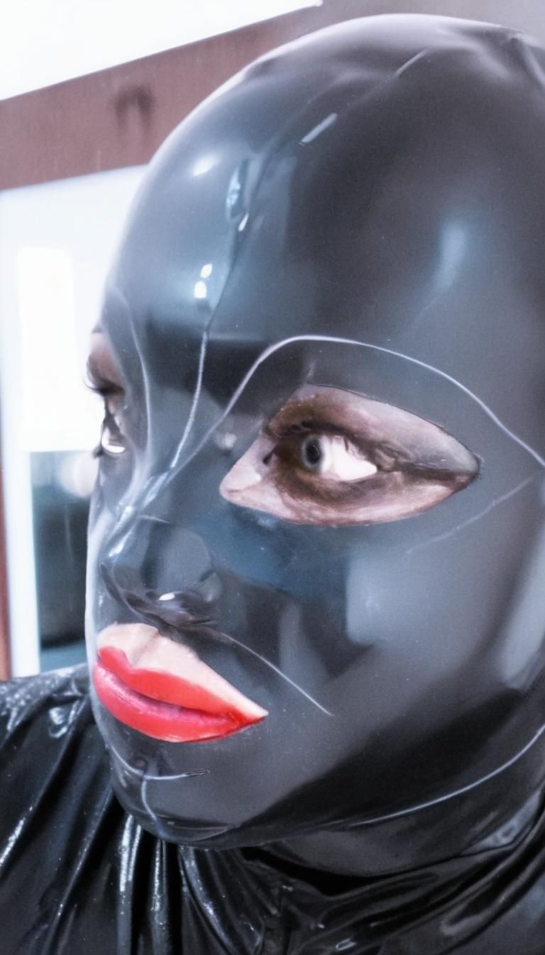 Neon Noir: Latex Figure in a Dark Cityscape